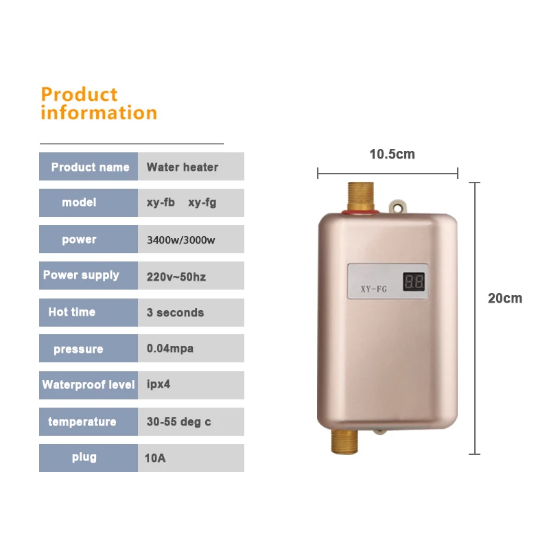 Kbxstart 3000 Вт Электрический водонагреватель мгновенный проточный водонагреватель 110 В/220 В температурный дисплей Подогрев душа для кухонной ванны