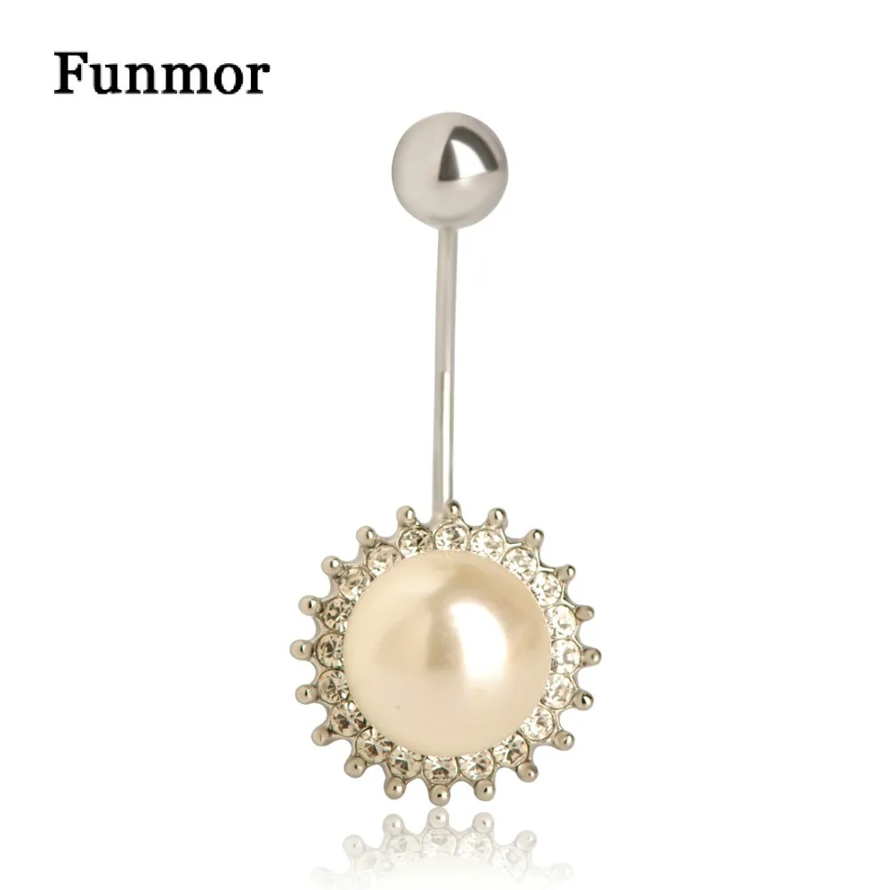 Funmor в форме Подсолнечника Кольца для пупка имитация жемчуга Спиральные