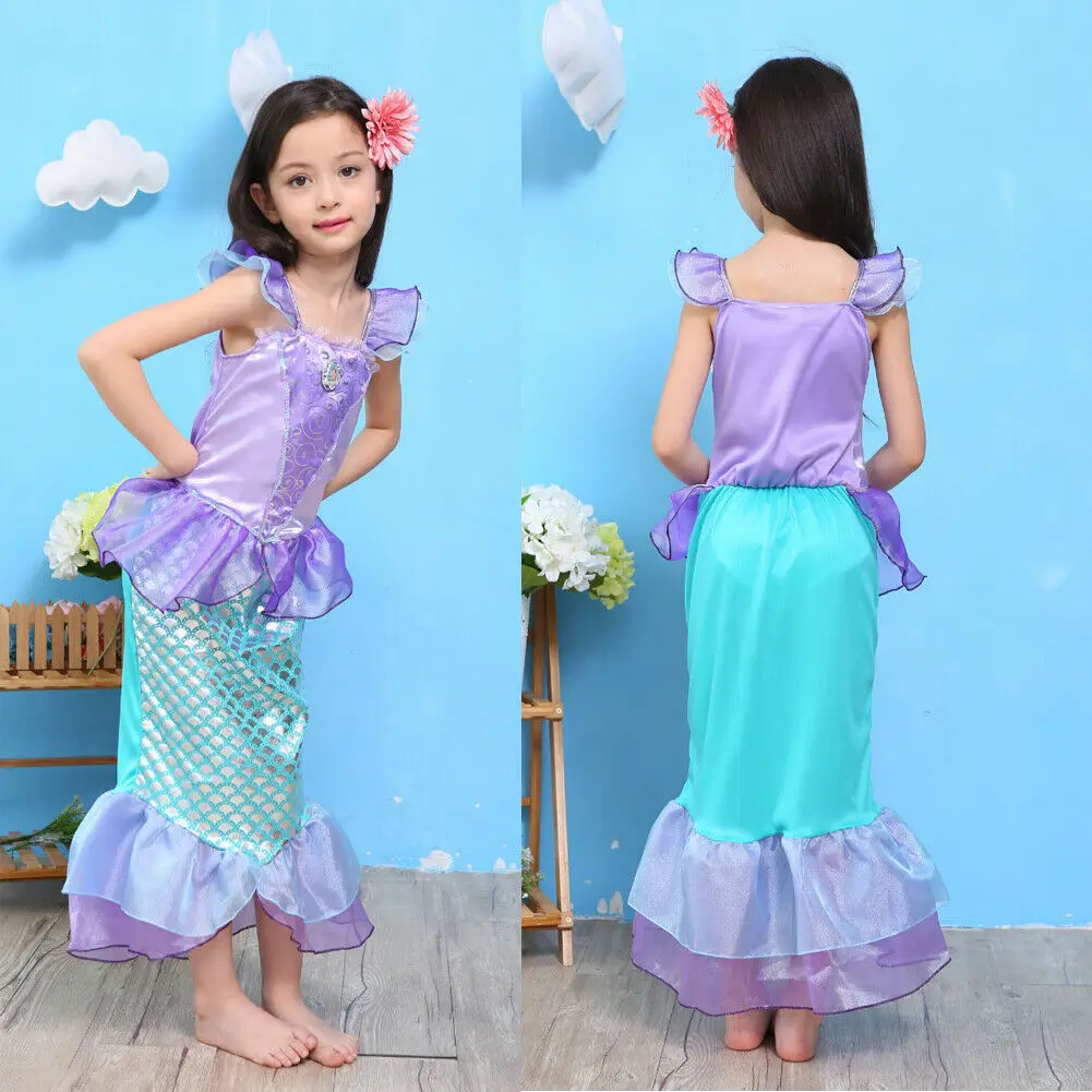 Stage Performance Cosplay Fancy Dress Kids Baby Girl Bling Trumpet Mermaid Princess Pageant Party Tail Maxi Dresses Costume | Детская