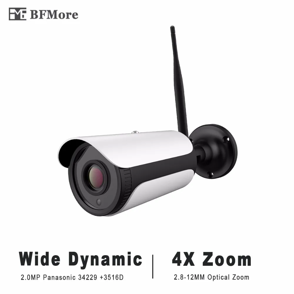 

BFMore Wide Dynamic WiFi IP Camera 1/3" Panasonic 34229 1080P 2.0MP 2.8-12mm Outdoor SD Wireless Weatherproof Security