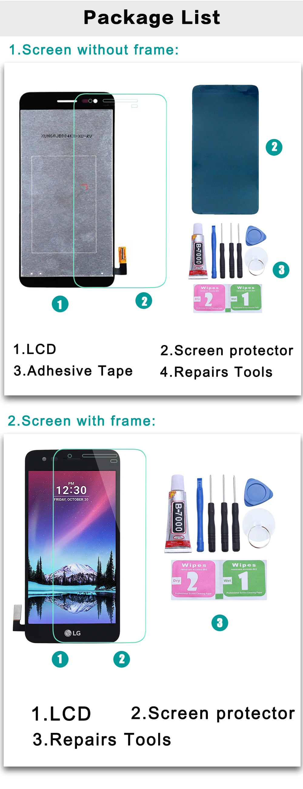 Original For LG K4 M160 LCD Display Touch Screen Digitizer with Frame Assembly or LCD No frame for K4 M160