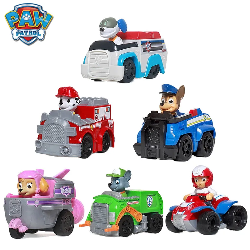 

6 Pcs/set Paw Patrol dog Puppy Patrol car Patrulla Canina toy Action Figures Model Toy Chase marshall ryder Vehicle Car kids toy