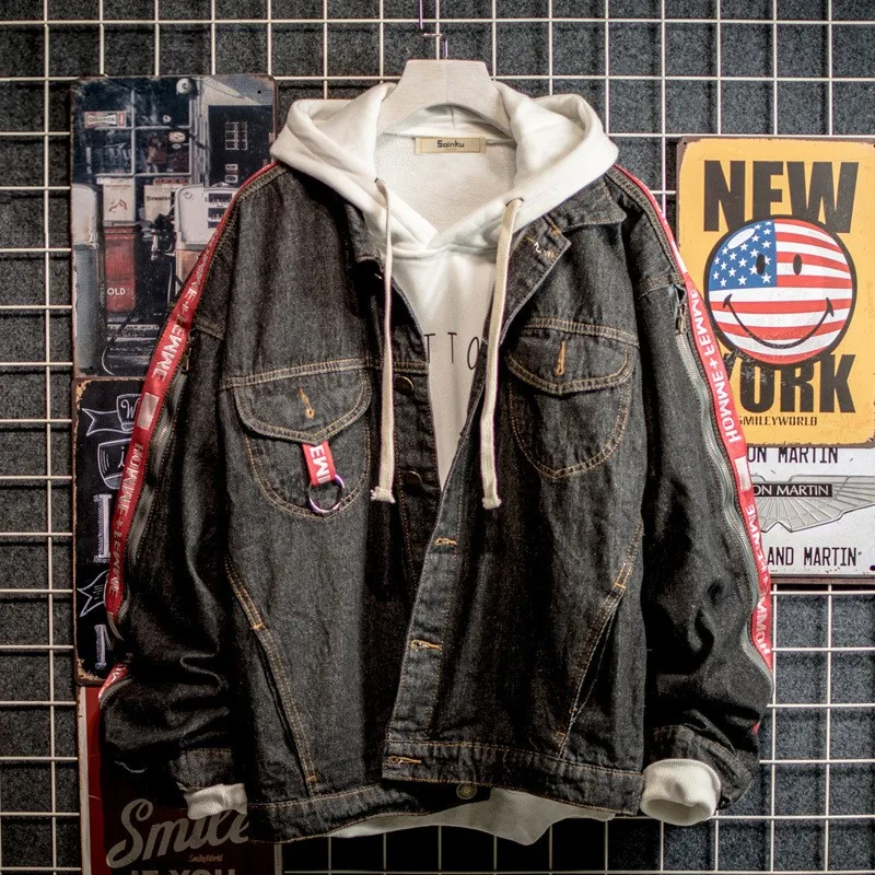 Men\'s Fashion Denim Jacket Men\'s Casual Bomber Jacket Men\'s Hip Hop Men\'s Retro Denim Jacket Jacket Streetwear 2019 Men\'s Fashion Denim Jacket Men\'s Casual Bomber Jacket Men\'s Hip Hop Men\'s Retro Denim Jacket Jacket Streetwear 2019