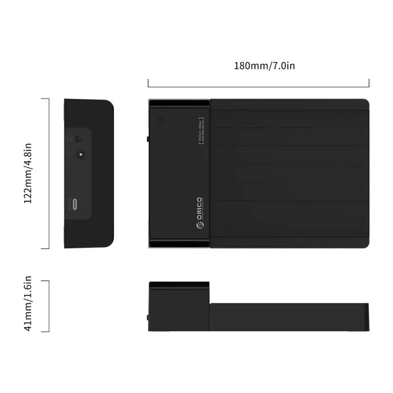  Puerto de disco duro Orico 6518C3-G2-Bk de 35 pulgadas Sata de 10Gbps a Usb 31 Gen2 tipo C Hdd caja