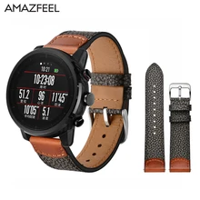 Ремешок из натуральной кожи Amazfit 22 мм для оригинальных смарт-часов Xiaomi Huami Amazfit Stratos Pace 2, Браслет samsung gear S3