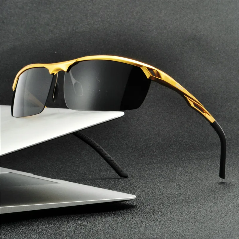 MINCL брендовые Дизайнерские мужские очки для вождения из алюминиево-магниевого сплава, солнцезащитные очки с поляризованными линзами, Винтажные Солнцезащитные очки для мужчин/женщин NX - Цвет линз: gold gray