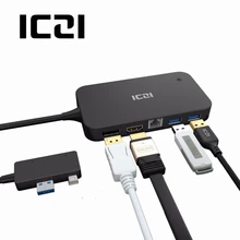 ICZI Поверхностная док-станция usb-хаб с HDMI DP Ethernet Lan порт USB 2,0/3,0 порт док-станция для microsoft Surface Pro 6 5 4