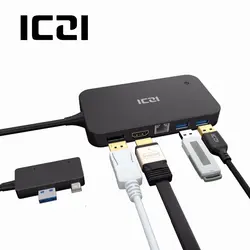 ICZI поверхности Dock Hub с HDMI DP Ethernet Lan порты и разъёмы USB 2,0/3,0 док станция для microsoft Surface Pro 4 5 6