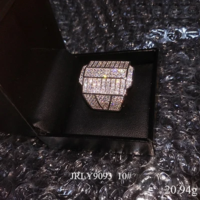 VANAXIN 925 пробы серебряные кольца для мужчин большие кольца в стиле панк ювелирные изделия распродажа высокое качество AAA Iced Out CZ шкатулка - Цвет основного камня: Size 10