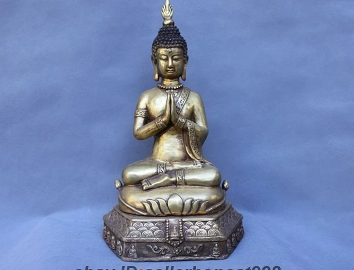16 тайский Буддизм Храм Ayutthaya Sakyamuni Будда тибетская бронза | Дом и сад