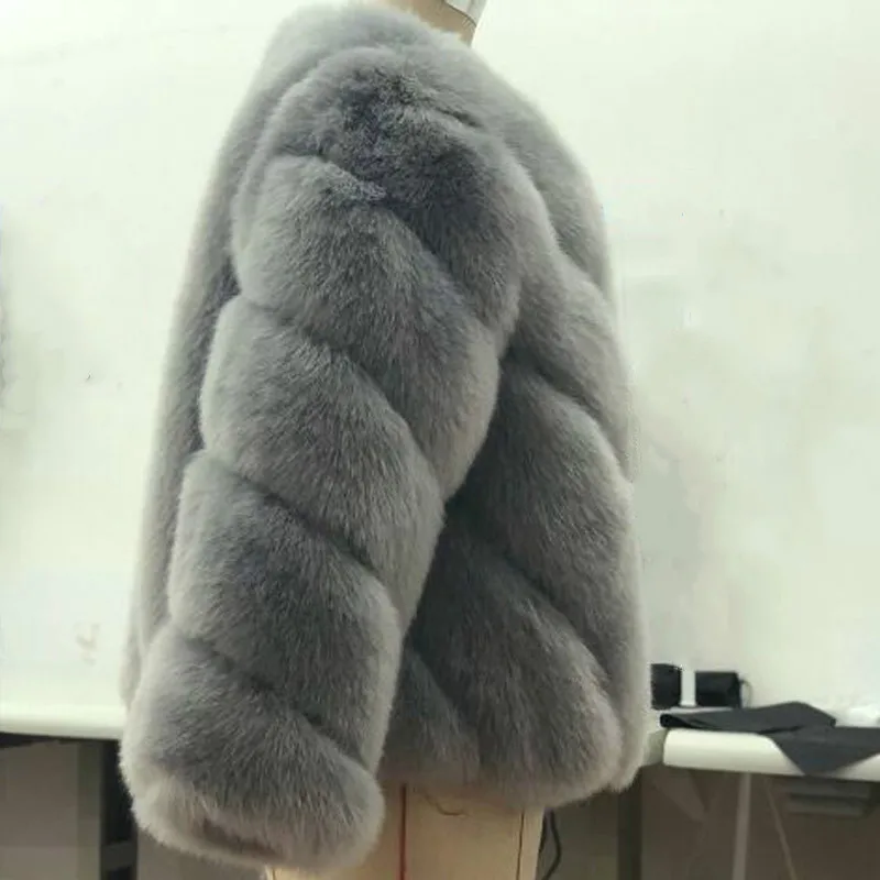 Новинка 2018 осенне зимнее винтажное пушистое пальто из искусственного меха