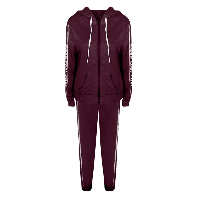 2018 autumn two piece set tracksuit for women for fall Casual Stripe Zipper Long Sleeve Pullove Sport Tops+Long Pants Set N30 (2)