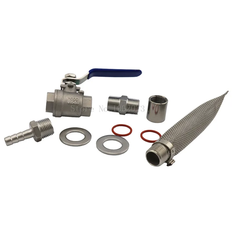 Homebrew Beer Brewing 12NPT Stainless Steel 304 Ball Valve With 12 Hose Barb & 6L Bazooka Screen Kettle (1)