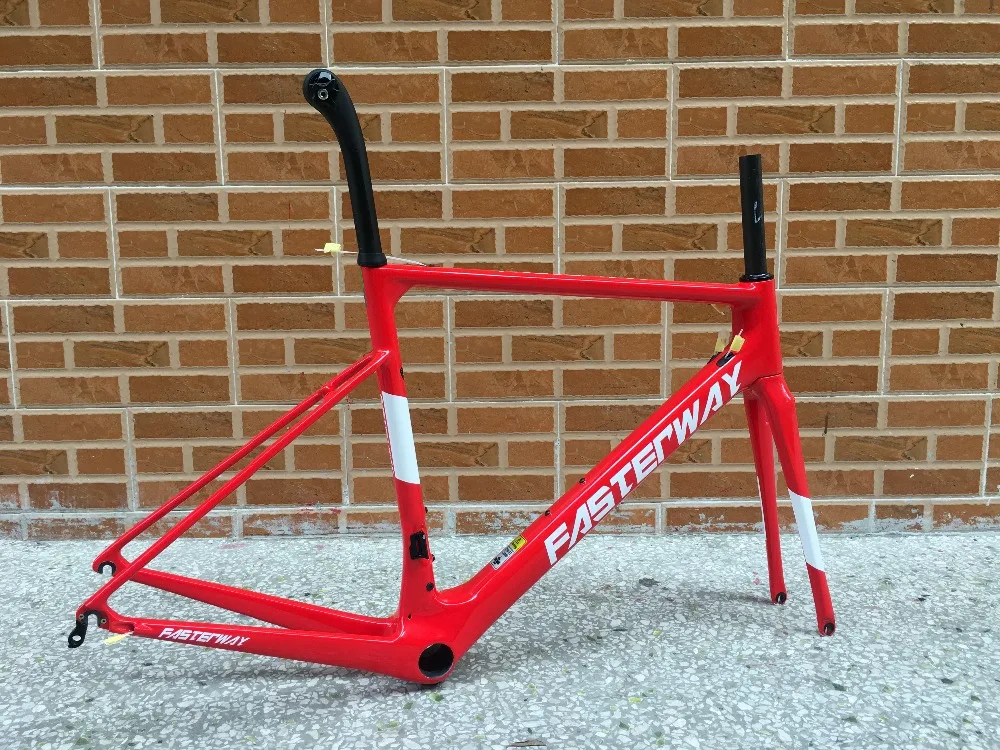 Perfect 2018 taiwan brand FASTERWAY classic sliver grey with black super light carbon bike frame:frameset+seatpost+fork+clamp+headset 53