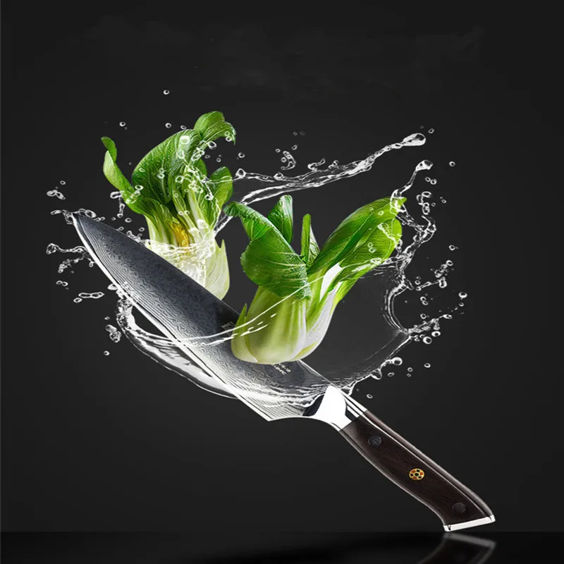 Ebony Handle 8 inch Vegetable Knives 67 Layer Damascus Steel Chef Knife Slicing Kitchen Knife Japan Professional Cooking Knives