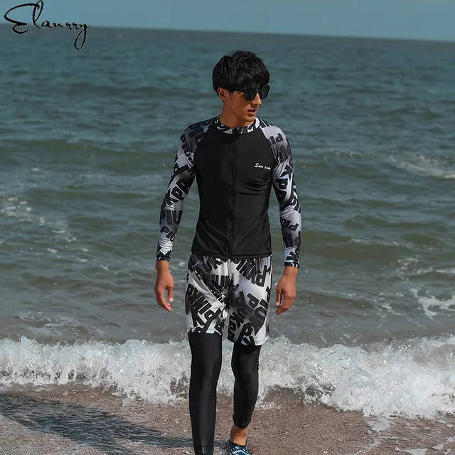 2019 Mens Summer Surfing Suits Long Sleeves Beach Wear Male Long Pants