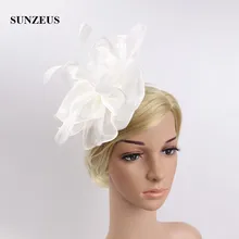 Белые Свадебные Шапки для Для женщин перья элегантный Для женщин аксессуары для волос шляпы с головной повязкой, bruiloft haaraccessoires SH16