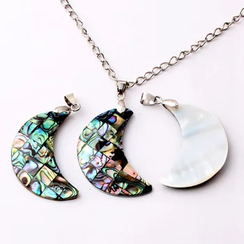 

xinshangmie Zealand Natural Abalone Shell Moon Pendants European Trendy Jewelry