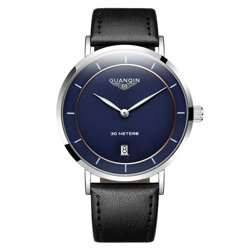 

GUANQIN GS19070 watches men luxury brand German Bauhaus style Ultra Thin Quartz Watch Fashion Leather Wristwatch Montre Homme