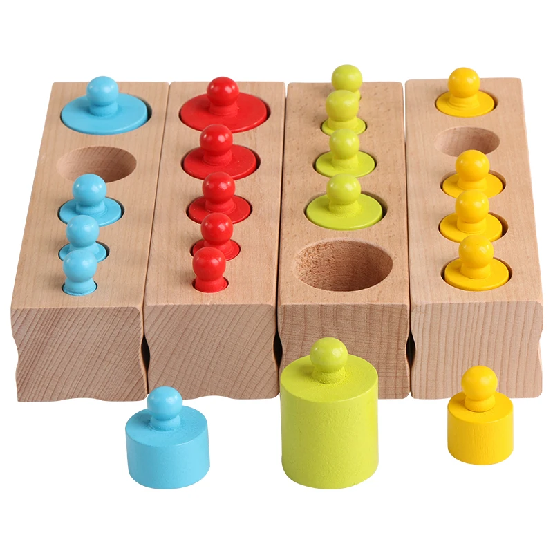 Logwood Wooden toys Montessori Educational Cylinder Socket Blocks Toy Baby Development Practice and Senses