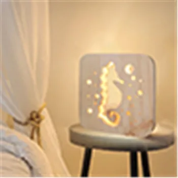 

Wooden Seahorse Night Light USB LED Desk Table Lamp Decorative Lighting Gift
