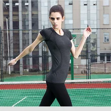 Для женщин летние Фитнес хлопковая футболка с коротким рукавом, одежда быстросохнущая Спортивная одежда для занятий спортом, компрессионная футболка женская спортивная, с коротким рукавом, Топ