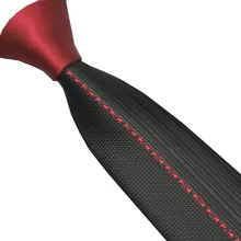 Lammulin Для Мужчин's Галстуки красный Узел контрастный черный с красным Проверяет Полосатый галстук микрофибры узкий галстук 6 см