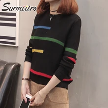 Surmiitro Женский вязаный свитер с длинным рукавом, джемпер корейский пуловер для женщин на зиму