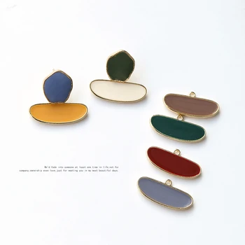 

Diy jewelry making 40pcs/lot alloy drop oil geometry irregular ovals shape metal floating locket charms fit earring pendants