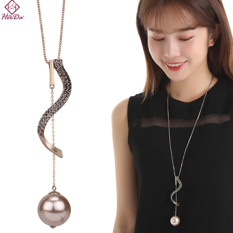Heeda Autumn Winter Fashion S Style Pearl Sweater Chain