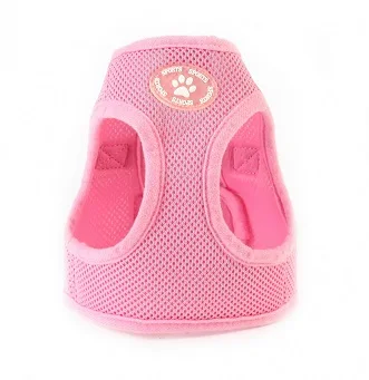 Регулируемая мягкая нейлоновая сетка маленькая собака жгут жилет шаг-в дышащее животное с изображением кошек пояс воротник и поводок ходьба безопасность одежда с ремешками - Цвет: Розовый
