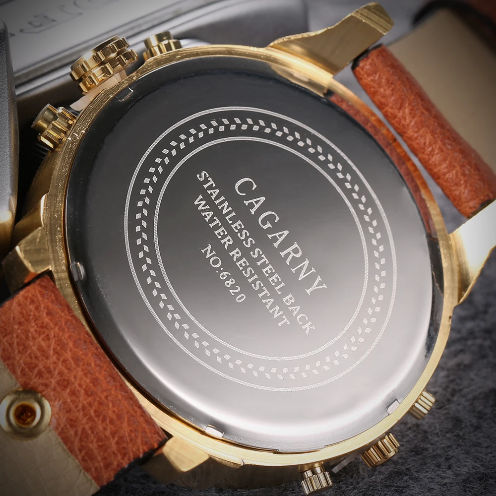 2019 drop shipping top luxury brand cagarny mens watches leather strap big case gold black silver dz military Relogio Masculino male clock man hour (1)