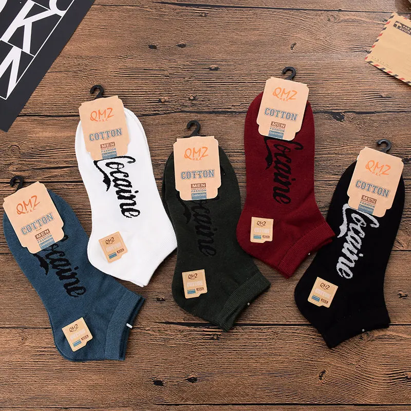 

2019 new men's tide cotton socks fashion spring and summer socks deodorant sweat men and women couple models low help no reveal