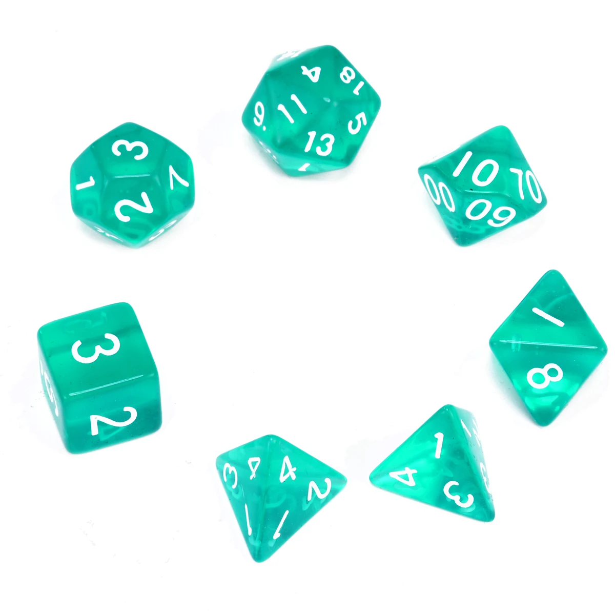 7 шт. зеленые полупрозрачные кубики с сумкой многогранные игральные кости набор для драконов и подземелий RPG D4-D20 бар азартные игры игральные кости