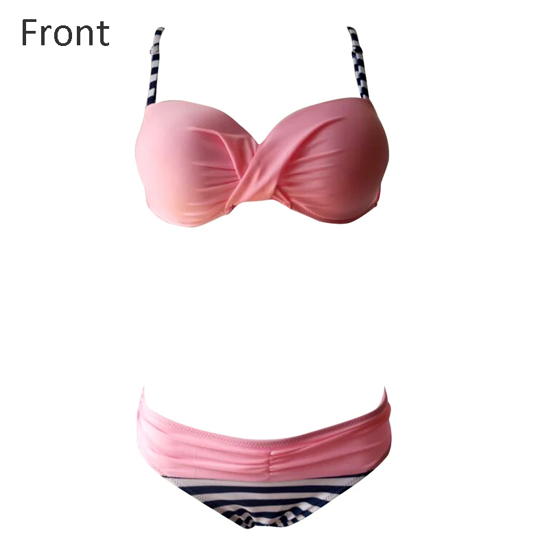 UMLIFE Newest Bikini Swimwear Women Swimsuit Bathing Suit Bikini Set 2017 Thong Bottom Vintage Print Female Beachwear With Pad (7)