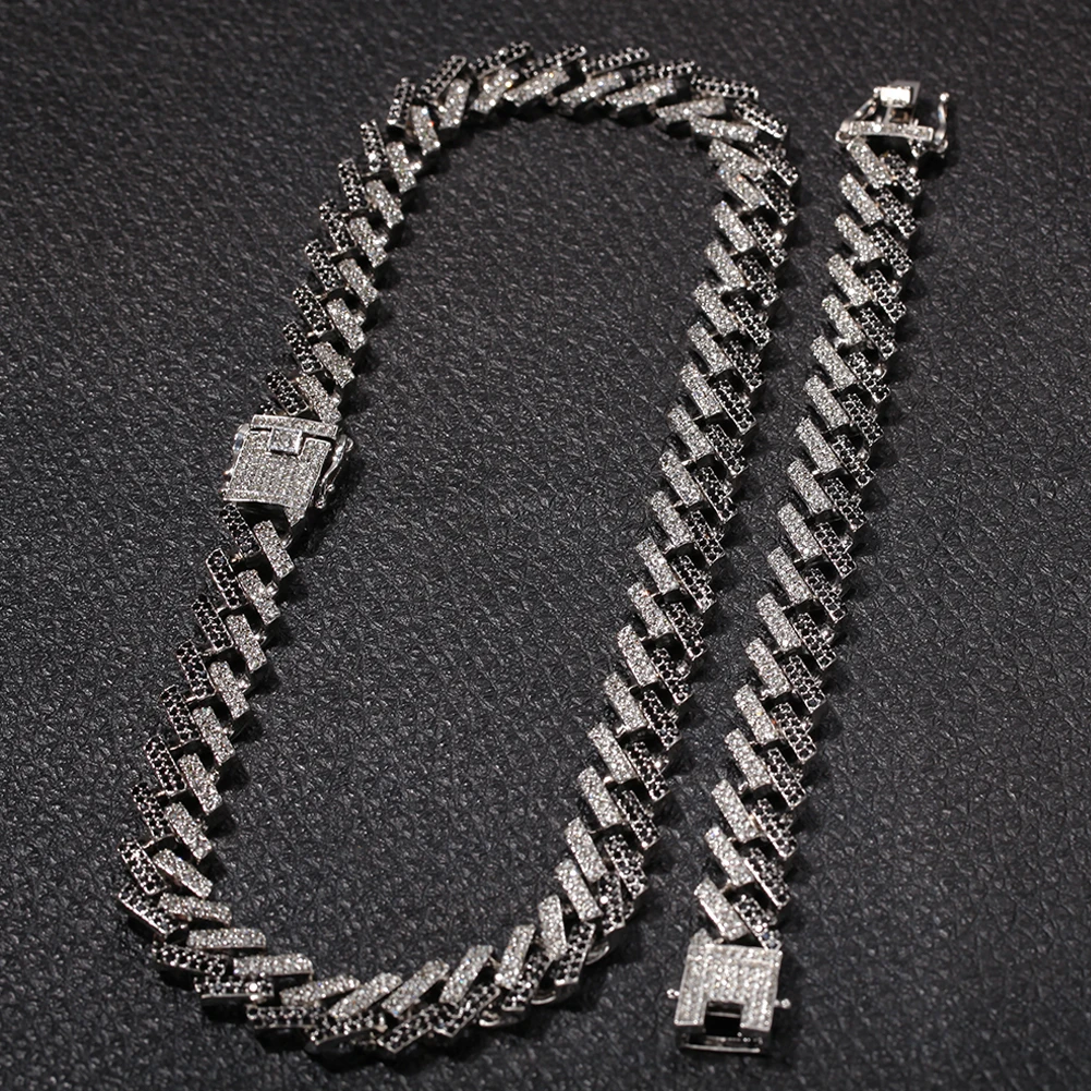 UWIN 15 мм зубец кубинская цепочка ожерелье и браслет NE+ BA фиолетовый черный камень смешанные цвета, Стразы хип-хоп ювелирные изделия