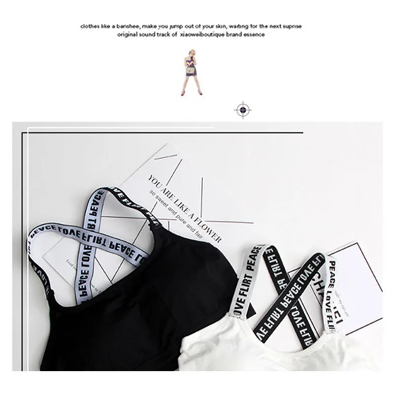 Women Sport Bra  Black White Fitness Top Letters Yoga Bra For Cup A-D Running Yoga Gym Fitness Crop Top Women Push Up Sports Bra4