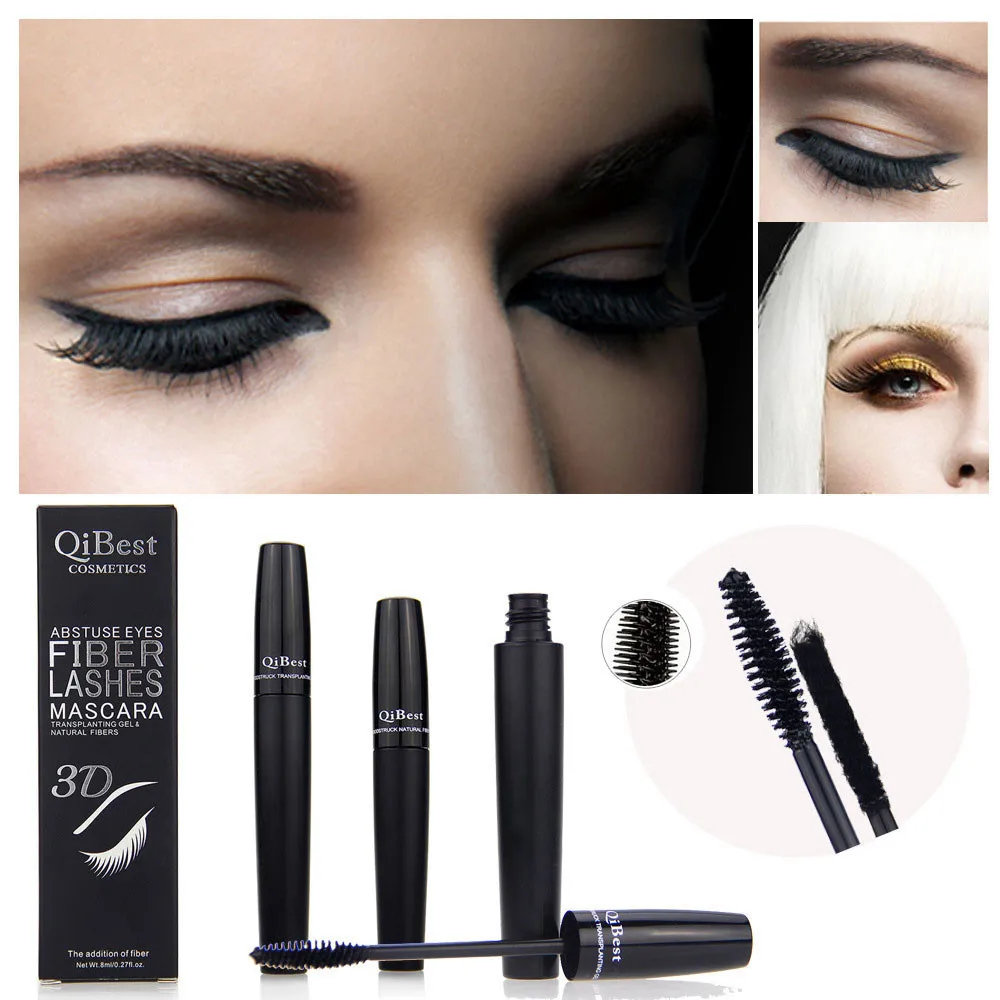 

2pcs Qibest Makeup Eyelash Long Curling Fiber 3D Mascara Eye Lashes Extension last long Natural Thick