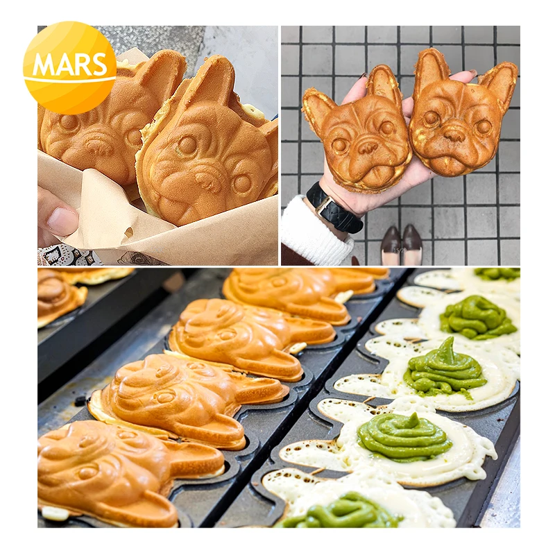 French Bulldog Waffle Maker Commercial LPG GAS Dog Head Shaped Waffle