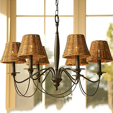 

90V-220V Black Cane Shade LED Chandelier With 6 Lights Home Chandeliers For Dinnig Room Lustre Free Shipping