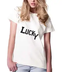 Lucky футболка для девочек Забавные tumblr футболка Для женщин Графический Для мужчин Топы корректирующие модные Костюмы Летний стиль; футболка