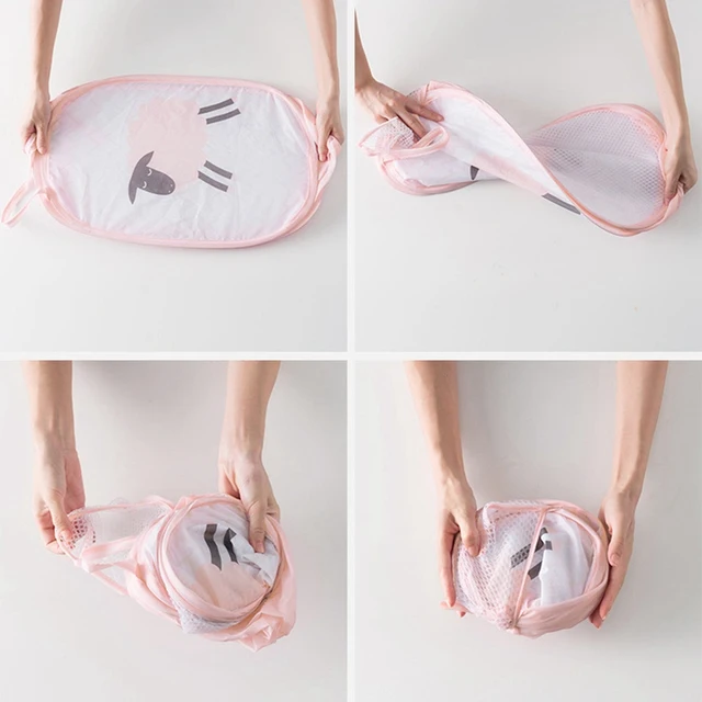 Összecsukható Piszkos Mosodai Kosár Ruhák Tároló Kosarak Válogatás Háló Hamper Szervezők Gyerekek Doboz - Image 5