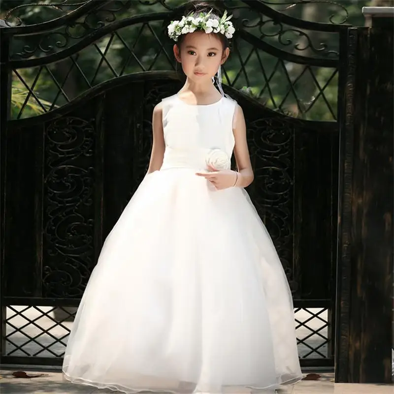 

Flower Girl Wedding Dress Kids Events Party Wear Tulle Long Teen Girl Evening Dress Children's Costume For Girl Ceremony 3-12Yrs