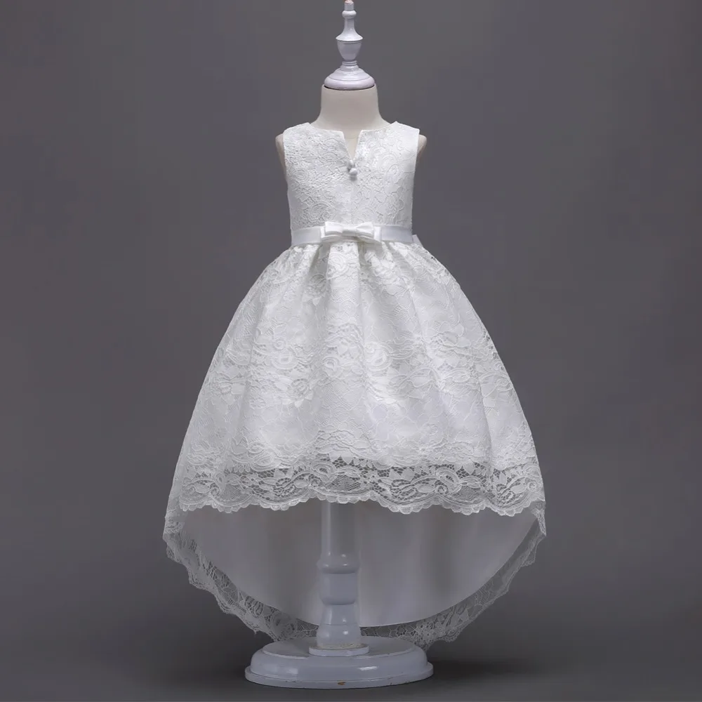 Girls Sleeveless Princess Children flower girl Lace dress For Wedding 3-14 Years Girls Long Tail Party Prom Dresses Pink Blue (18)