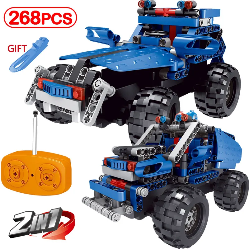 

268pcs/2IN1 Electric Motor Technology Components Remote Control Building Blocks Car Kids Toy Sets