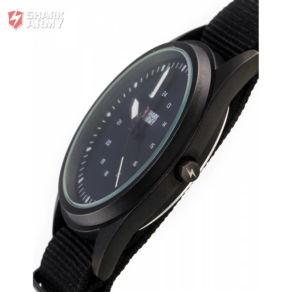 SHARK ARMY Black Steel Ultra Thin Case Luminous Men Nylon Fabric Band Quartz Wrist Watch Military Relogio Masculino Gift /SAW036
