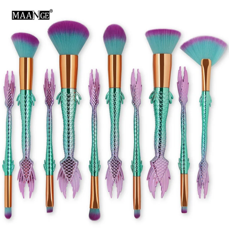 

New 5/10Pcs/set Cosmetic Fish Makeup Brushes Tool Powder Foundation Highlight Blending Blush Eyes Shadow Beauty Make Up Brush