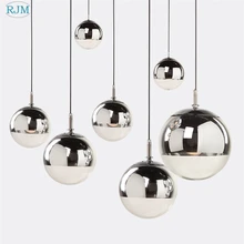 Современные подвесные светильники серебряное зеркало мяч Hanglamp Глобус Стекло светодиодные лампы Кухня Гостиная Спальня Главная Подвеска светильник