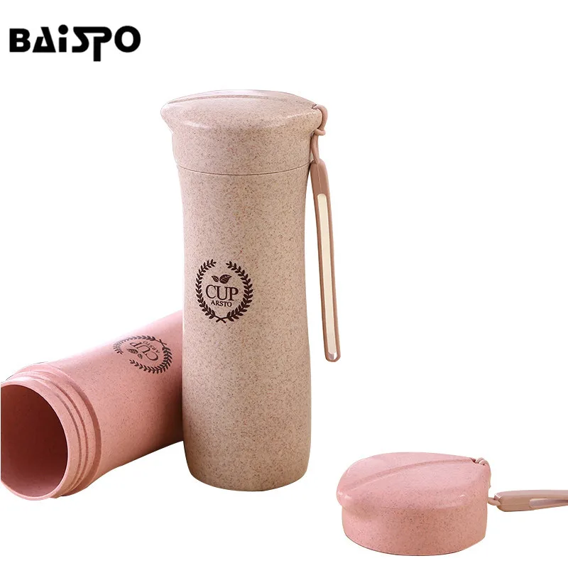 

BAISPO 360ml Wheat Straw Student Warm Hand Cups Portable Leak-proof Portable Personality Simple Coffee Business Cup
