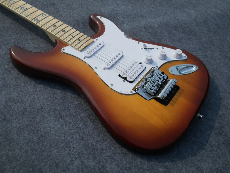 Электрогитара Sunburst Body Floyd Rose инкрустированная звездным грифом по
